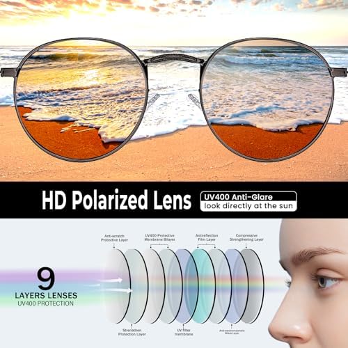 LOJUDI Kids Sunglasses Boys Girls - Polarised Round Metal Frame Cool Sun Glasses UV400 Protection For Childrens Age 3-16