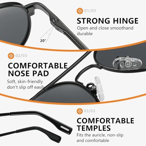 LOJUDI Polarised Kids Pilot Sunglasses - Boys Girls Childrens Sunglasses Mirror Metal Frame For UV400 Protection