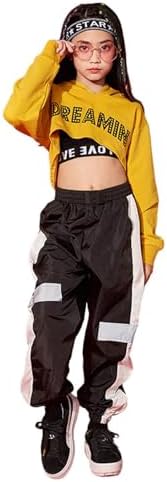 LOLANTA 3-Piece Girls Stylish Hip Hop Clothes Kids Graphic Hoodie & Trousers Clothes Set Match Cropped Tank Top 6-15 Years