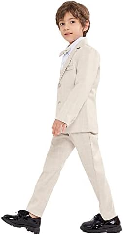 LOLANTA 3PCS Page Boys Plaid Suit Wedding Prom Smart Blazer Formal Wear Jacket Trousers Bow Tie Set