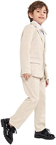 LOLANTA 3PCS Page Boys Plaid Suit Wedding Prom Smart Blazer Formal Wear Jacket Trousers Bow Tie Set