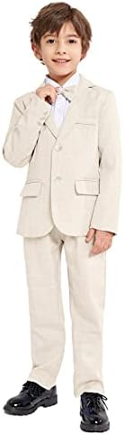 LOLANTA 3PCS Page Boys Plaid Suit Wedding Prom Smart Blazer Formal Wear Jacket Trousers Bow Tie Set