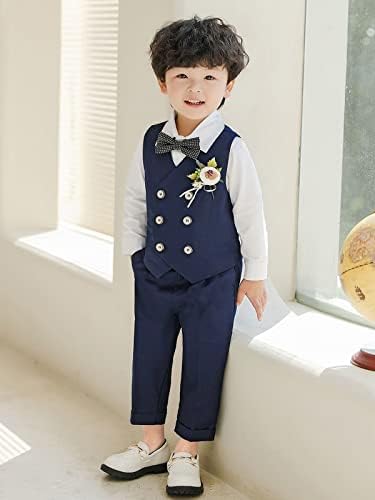 LOLANTA 4-Piece Formal Suit For Boy Double-Breasted Waistcoat Set Kids Birthday Wedding Party Occasionwear 2-13 Years 90-170cm
