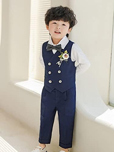 LOLANTA 4-Piece Formal Suit For Boy Double-Breasted Waistcoat Set Kids Birthday Wedding Party Occasionwear 2-13 Years 90-170cm