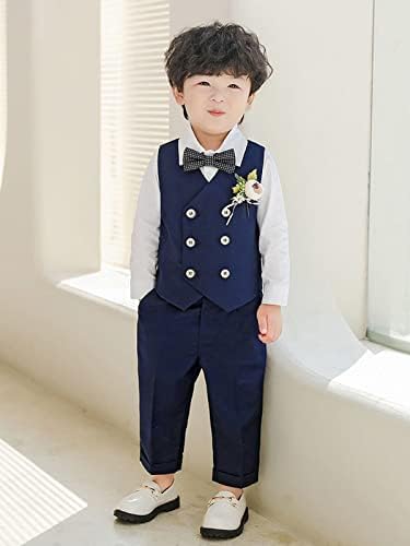 LOLANTA 4-Piece Formal Suit For Boy Double-Breasted Waistcoat Set Kids Birthday Wedding Party Occasionwear 2-13 Years 90-170cm