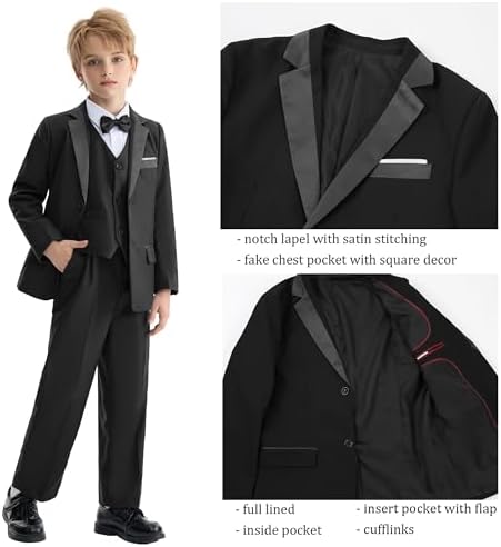 LOLANTA Boys Suits Tuxedo Formal Blazer Page Boy Suit Slim Fit For Wedding Party