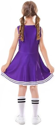 LOLANTA Girls Cheerleader Costume School Musical Cheerleading Uniform Outfit With Pom Poms