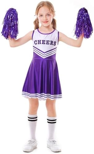LOLANTA Girls Cheerleader Costume School Musical Cheerleading Uniform Outfit with Pom Poms
