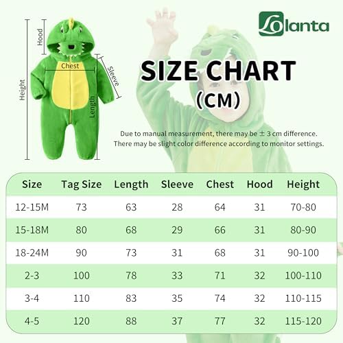 LOLANTA Unisex Baby Dinosaur Dragon Costume Toddler One-Piece Hooded Animal Fancy Dress Romper