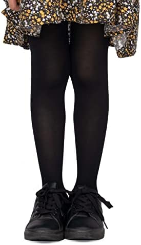 Looksy 3-pack Girls Solid Tights 40 DEN Opaque Soft Microfiber Children Footed Pantyhose Casual Dance School Ballet Set Of 3 Pairs Age 3-12