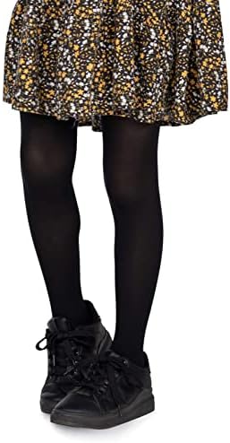 Looksy 3-pack Girls Solid Tights 40 DEN Opaque Soft Microfiber Children Footed Pantyhose Casual Dance School Ballet Set Of 3 Pairs Age 3-12