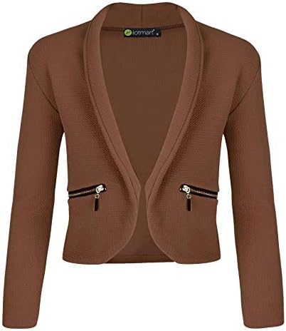 LOTMART Girls Jacket with Zip Pockets in Brown 9-10 Years
