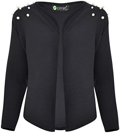 LOTMART Girls Waterfall Pearl Shoulder Blazer Open Front Top