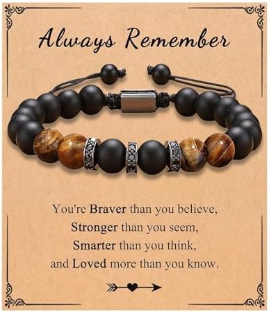 louuuou Tigers Eye Bracelet Bracelets for Boys Aesthetically Pleasing Black Beaded Tiger Eye Bracelet Men Men Bracelets Suitable for Birthday Commemorative Gifts for Boys