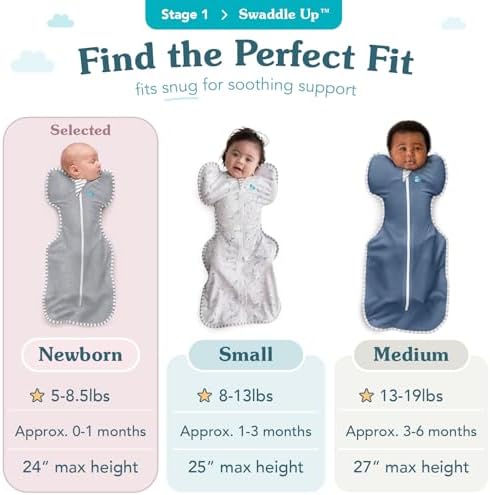 Love To Dream Swaddle Up Newborn 2.2-3.8 Kg White Dreamer Snug Fit Supports Good Sleep 2.5 Tog Suitable For Cooler (16-20°C) Temperature Machine Washable & Double Zip For Easy Nappy Change