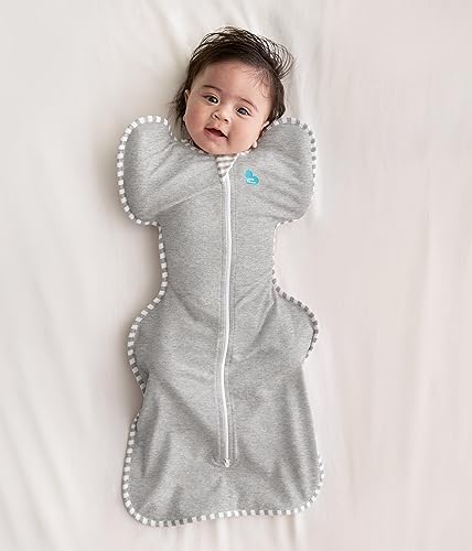 Love To Dream Swaddle Up Small 3.5-6 Kg- Grey Snug Fit Supports Healthy Sleep Routine 1.0 Tog - Ideal For 20-24°C Temperatures Machine Washable Cotton & Double Zip For Easy Nappy Changes