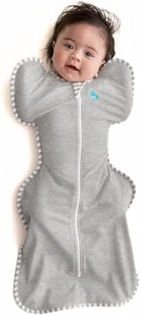 Love To Dream Swaddle Up Small 3.5-6 kg- Grey Snug Fit Supports Healthy Sleep Routine 1.0 Tog - Ideal for 20-24°C Temperatures Machine Washable Cotton & Double Zip for Easy Nappy Changes