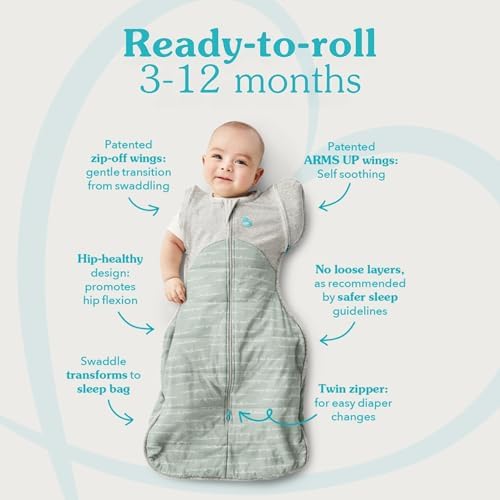 Love To Dream Swaddle Up Transition Swaddle Patented Zip-Off Wings Help Baby Transition From Being Swaddled To Arms Free When Showing Signs Of Rolling Suitable For All Seasons 6-8.5 Kg Mini Cloud