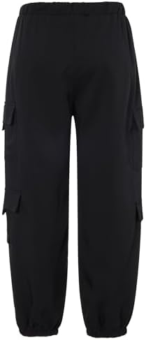 Loveternal Girls Boys Cargo Trousers Kids Elastic Waist Trekking Camping Jogging Pants With 4 Pockets Outdoor Travel Leisure Stretch Fit 9-14 Years