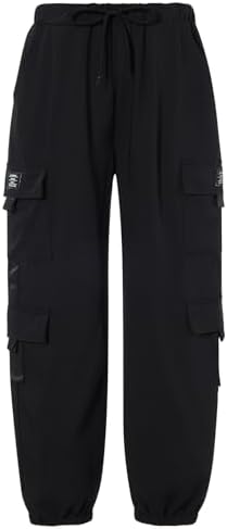 Loveternal Girls Boys Cargo Trousers Kids Elastic Waist Trekking Camping Jogging Pants with 4 Pockets Outdoor Travel Leisure Stretch Fit 9-14 Years