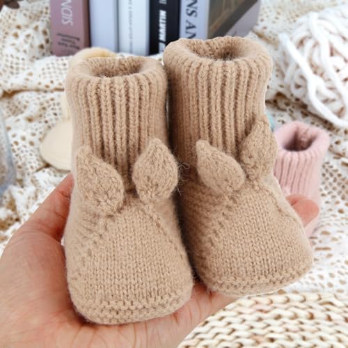 Loyfoky Baby Booties Newborn Babe First Walkers Knit Boots Warm Knit Crib Shoes Crochet Soft Infant Sock For Boy Girl