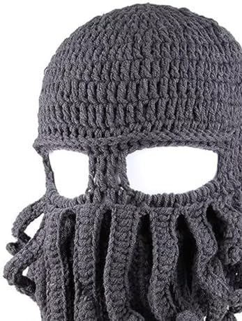 Lpitoy Funny Tentacle Octopus Hat Headwear Head Wrap Neck Balaclava Knit Wind Mask Cap Knit Hat For Motorcycling Skeleton (gray)