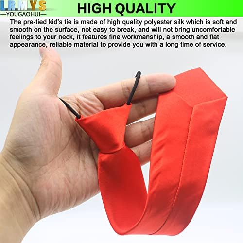 LRMYS 29CM Pre-Tied Kids Necktie One Size Elasticated Satin Plain Colored Boys Girls Formal Tie For Wedding Graduation School Uniforms