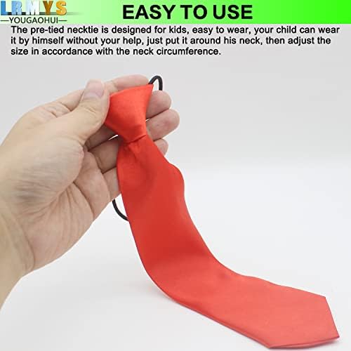 LRMYS 29CM Pre-Tied Kids Necktie One Size Elasticated Satin Plain Colored Boys Girls Formal Tie For Wedding Graduation School Uniforms