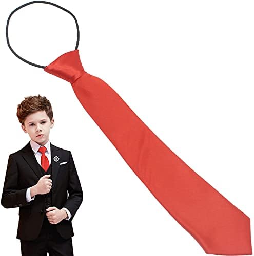 LRMYS 29CM Pre-Tied Kids Necktie One Size Elasticated Satin Plain Colored Boys Girls Formal Tie for Wedding Graduation School Uniforms