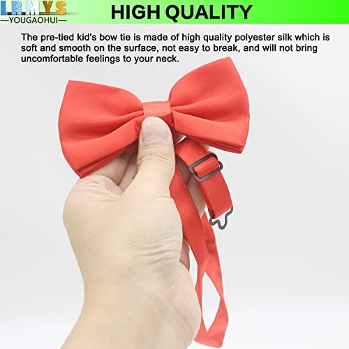LRMYS Kids One Size Pre-Tied Bow Tie Solid Color Adjustable Silk Neck Bowties For Baby Toddler Birthday Wedding Formal Party Banquet Prom Ball Fancy Dress