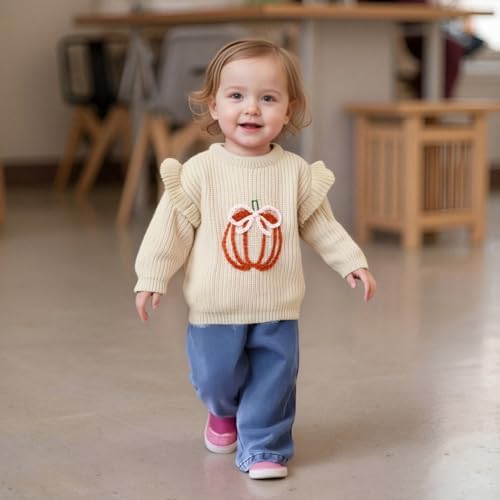 LSFYSZD Toddler Baby Girls Boys Halloween Pumpkin Sweaters Long Sleeve Crew Neck Winter Warm Knitwear Pullover Jumpers Top