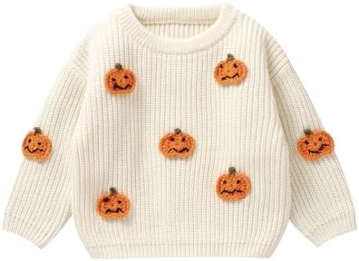 LSFYSZD Toddler Baby Girls Boys Halloween Pumpkin Sweaters Long Sleeve Crew Neck Winter Warm Knitwear Pullover Jumpers Top