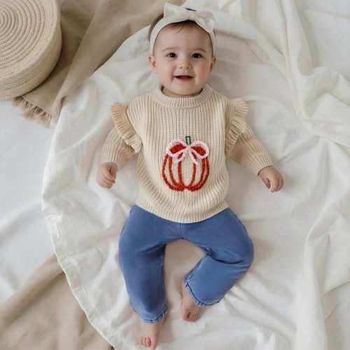LSFYSZD Toddler Baby Girls Boys Halloween Pumpkin Sweaters Long Sleeve Crew Neck Winter Warm Knitwear Pullover Jumpers Top