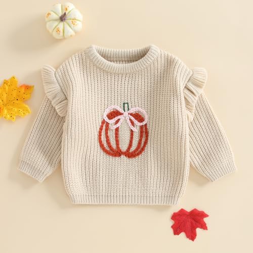 LSFYSZD Toddler Baby Girls Boys Halloween Pumpkin Sweaters Long Sleeve Crew Neck Winter Warm Knitwear Pullover Jumpers Top