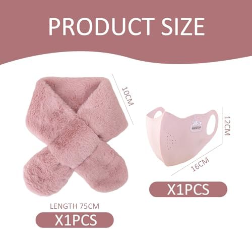 LSYYSL 1 Children'S Scarf And 1 Pink Warm Mask Plush Scarf Winter Warm Scarf Children'S Winter Supplies