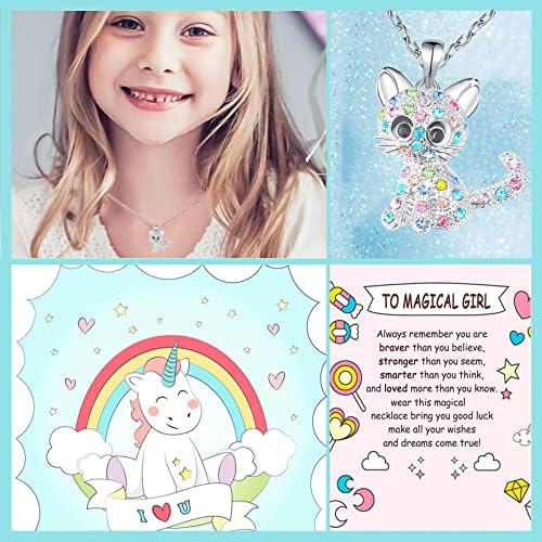 Luckimoli Cat Necklace For Girls Crystal Pendant Necklaces Cat Lover Gifts Jewelry Gifts For Girls Daughter Granddaughter Niece Birthday