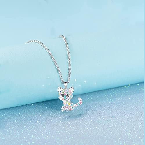 Luckimoli Cat Necklace For Girls Crystal Pendant Necklaces Cat Lover Gifts Jewelry Gifts For Girls Daughter Granddaughter Niece Birthday