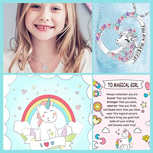 Luckimoli You Are Magical Necklace For Girls Crystal Heart Pendant Necklaces Jewelry Gifts For Girls Daughter Granddaughter Niece Birthday