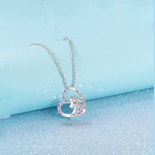 Luckimoli You Are Magical Necklace For Girls Crystal Heart Pendant Necklaces Jewelry Gifts For Girls Daughter Granddaughter Niece Birthday