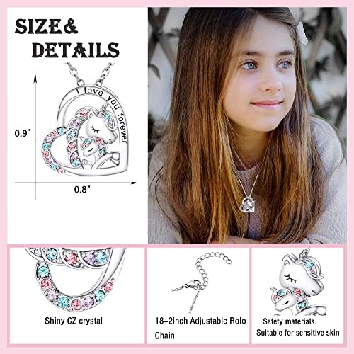 Luckimoli You Are Magical Necklace For Girls Crystal Heart Pendant Necklaces Jewelry Gifts For Girls Daughter Granddaughter Niece Birthday