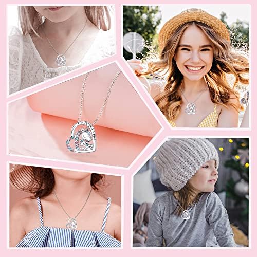 Luckimoli You Are Magical Necklace For Girls Crystal Heart Pendant Necklaces Jewelry Gifts For Girls Daughter Granddaughter Niece Birthday