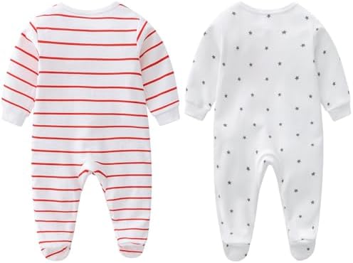 Lullaby Layers Unisex Baby Sleepsuits 2 Pack – I Love Mummy & Daddy Cotton Footed Rompers – Newborn To 24 Months Baby Bodysuits For Boys And Girls