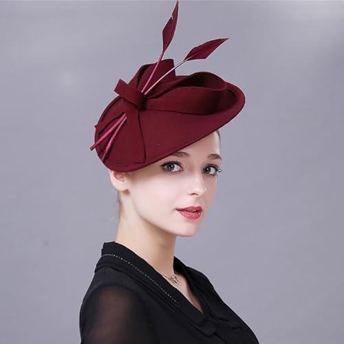 LUOFENG Vintage Fascinator Hat Wedding Fascinator Headband Elegant Pillbox Hat For Women Wedding Church Dinner Party