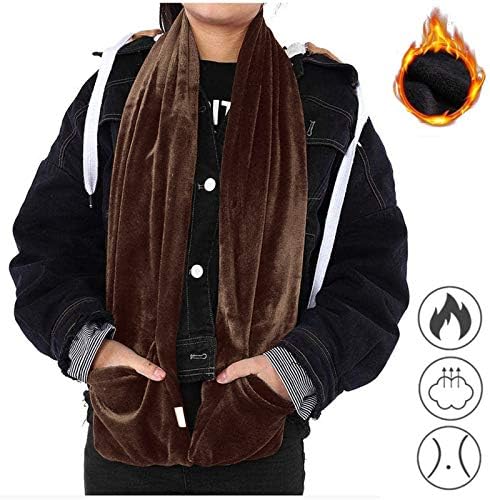 Luoluoluo Long Heated Scarf UK Sale Clearance Women Men Electric Neck Warmer With 3 Heating Levels Soft Plush Scarves Heated Neck Wrap Thermal Neckerchief Warm Fleece Shawl With Pockets Winter Gift
