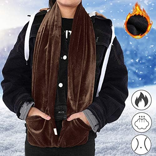 Luoluoluo Long Heated Scarf UK Sale Clearance Women Men Electric Neck Warmer With 3 Heating Levels Soft Plush Scarves Heated Neck Wrap Thermal Neckerchief Warm Fleece Shawl With Pockets Winter Gift