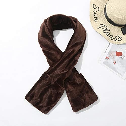 Luoluoluo Long Heated Scarf UK Sale Clearance Women Men Electric Neck Warmer With 3 Heating Levels Soft Plush Scarves Heated Neck Wrap Thermal Neckerchief Warm Fleece Shawl With Pockets Winter Gift