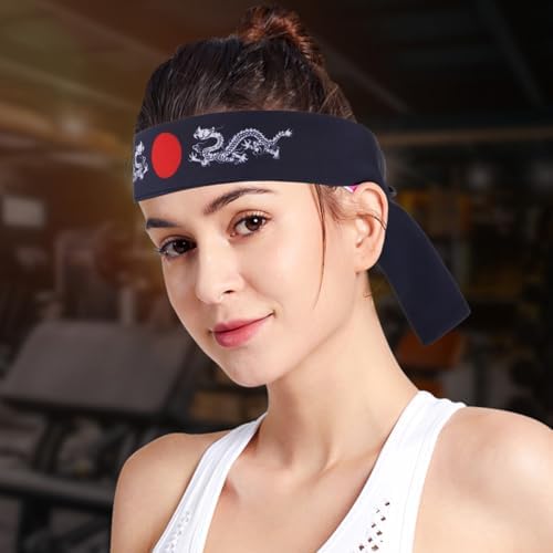 Lurrose Japanese Hachimaki Headband Japanese Chef Headband Karate Training Hairband Sports Headwear For Women Men Kids