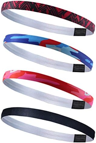Lurrose Sports Headband 4pcs Elastic Headbands Silicone Exercise Hair Band Thin Workout Sweatband Athletic Headwrap For Exercise Fitness Running Daily Mixed Colors Sweat Headband