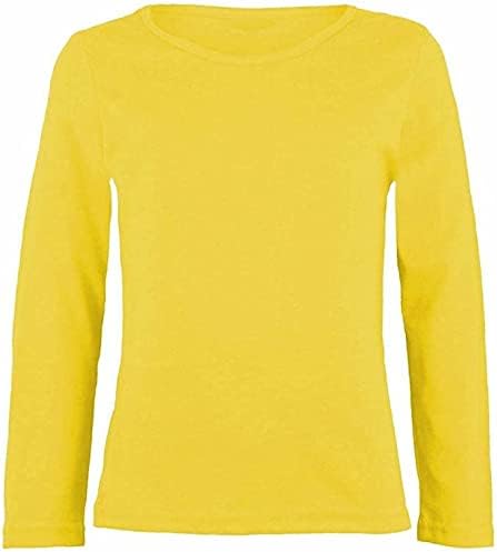 LUXE DIVA Girls Boy Kids Plain Basic Long Sleeve Round Neck T-Shirt Stretch School Tee Top 2-13 Years
