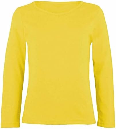 LUXFAB Kids Girls Boys New Plain Long Sleeve Basic Stretch Round Neck T-Shirt School Tee Top Size 2-13 Years
